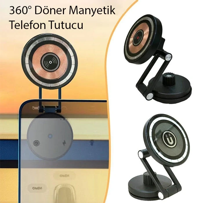 Nevamel Ally LE-07 Torpido Üstü Araç İç Ve Masa Üstüi Magsafe Telefon Tutucu-(5775)