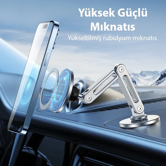 Nevamel ALLY LF-256 Alüminyum Araç İçi Torpido Üstü Manyetik Telefon Tutucu-(5775)