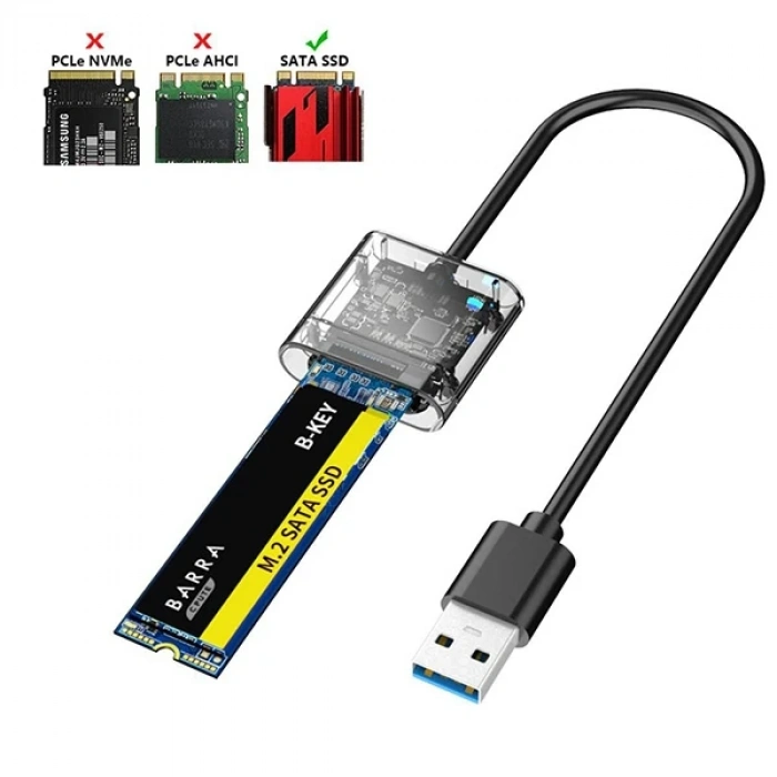 Nevamel ALLY M.2 Sata USB 3.0 Gen1 SSD Harddisk Kutusu  M.2 NGFF- JMS578-(5775)