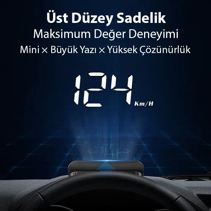 Nevamel® ALLY M3 HUD OBD2 Head-Up Display Dijital Hız Göstergesi E-OBD ve GPS Destekli OBD Arayüzlü - Alarmlı Ön Cam Ekran Projektör-(5775)