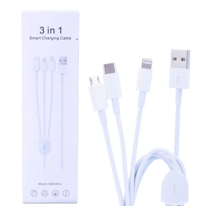 Nevamel Ally Ma039-A Usb-Type-C Micro Usb & Lightning 3in1 Usb Kablo-(5775)