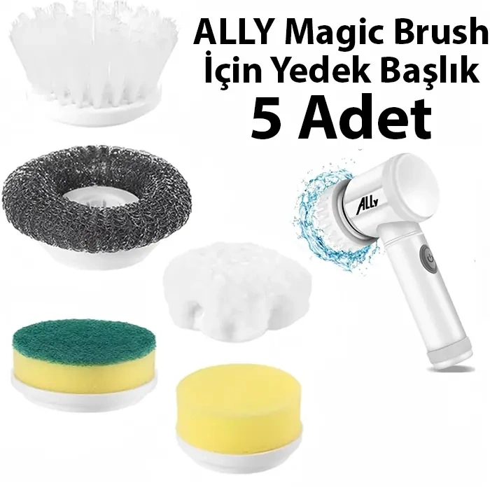 Nevamel® Ally Magic Brush Şarjlı Temizleme Fırçası için 5 Adet Yedek Başlık-(5775)
