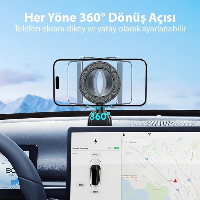 Nevamel ALLY Magsafe Uyumlu Araç İçi Torpido Üstü Manyetik Telefon Tutucu-(5775)