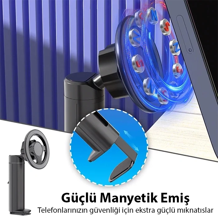 Nevamel ALLY Magsafe Uyumlu Masa Koltuk Klipsli Manyetik Telefon Tutucu-(5775)