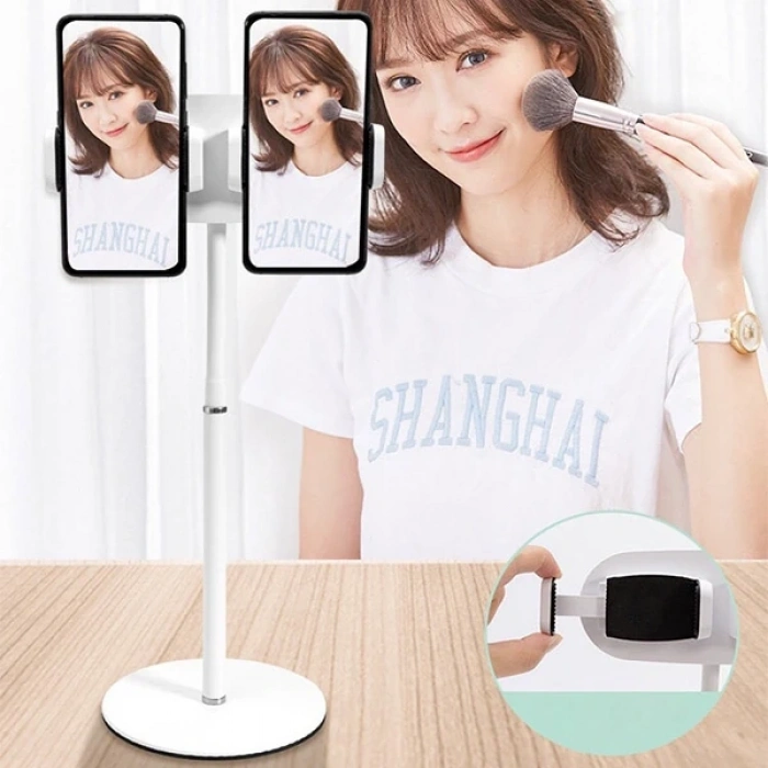 Nevamel ALLY Masa Üstü 2 Telefon Tutucu Stand YoutuberCanlı Yayın Selfie TikTok Makeup-(5775)