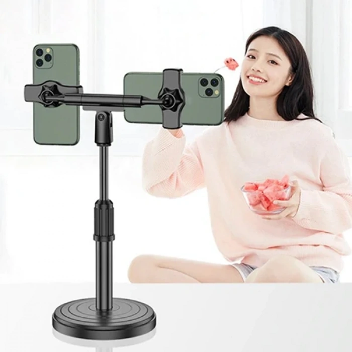 Nevamel ALLY Masaüstü Youtube Tiktok Canlı Yayın Çift Telefon Tutucu Stand-(5775)