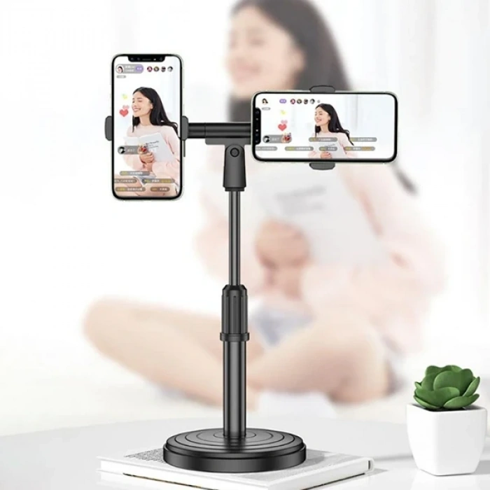 Nevamel ALLY Masaüstü Youtube Tiktok Canlı Yayın Çift Telefon Tutucu Stand-(5775)