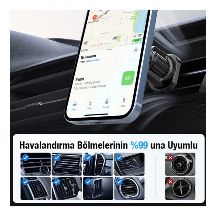Nevamel ALLY ML-223 MagSafe Araç İçi Telefon Tutucu-(5775)