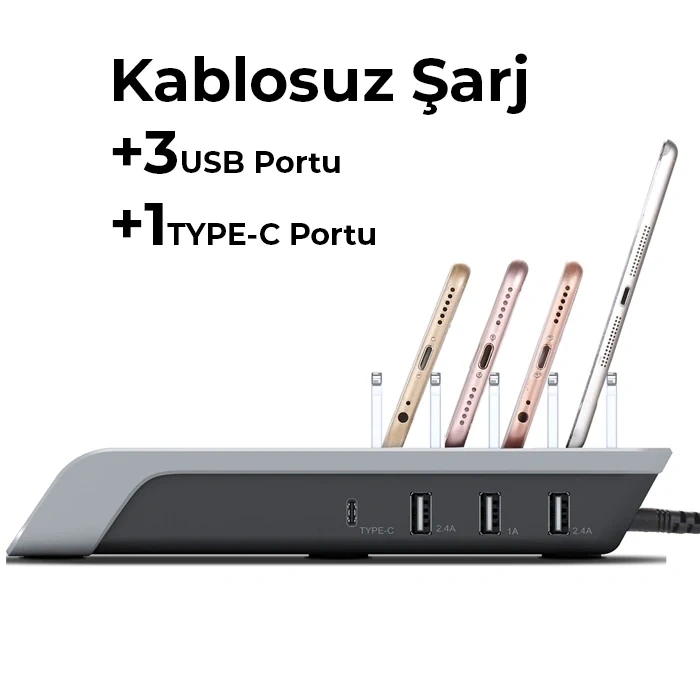 Nevamel ALLY Multiport 10W Wireless Kablosuz Şarj Cihazı Organizer Stand-(5775)