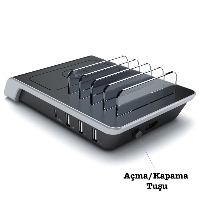 Nevamel ALLY Multiport 10W Wireless Kablosuz Şarj Cihazı Organizer Stand-(5775)