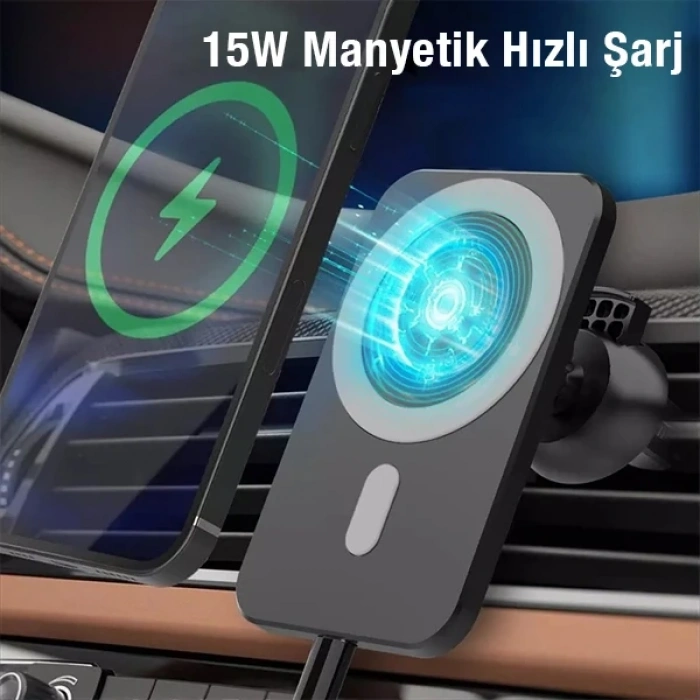 Nevamel Ally N16 15W Magsafe Uyumlu Araç İçi Telefon Tutucu-(5775)