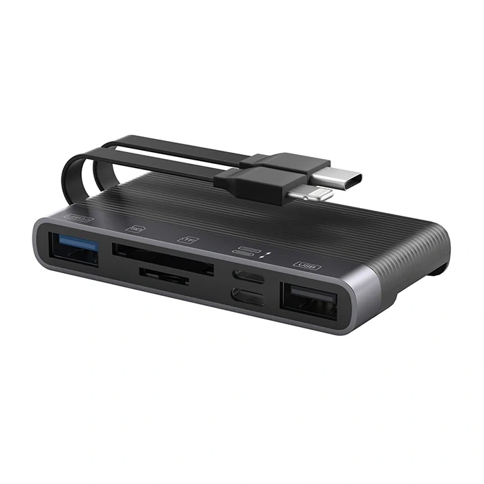 Nevamel ALLY NK-1048HD 6in1 USB + Type-C + Lightning + SD-TF Kart Okuyucu Çevirici Adaptör-(5775)