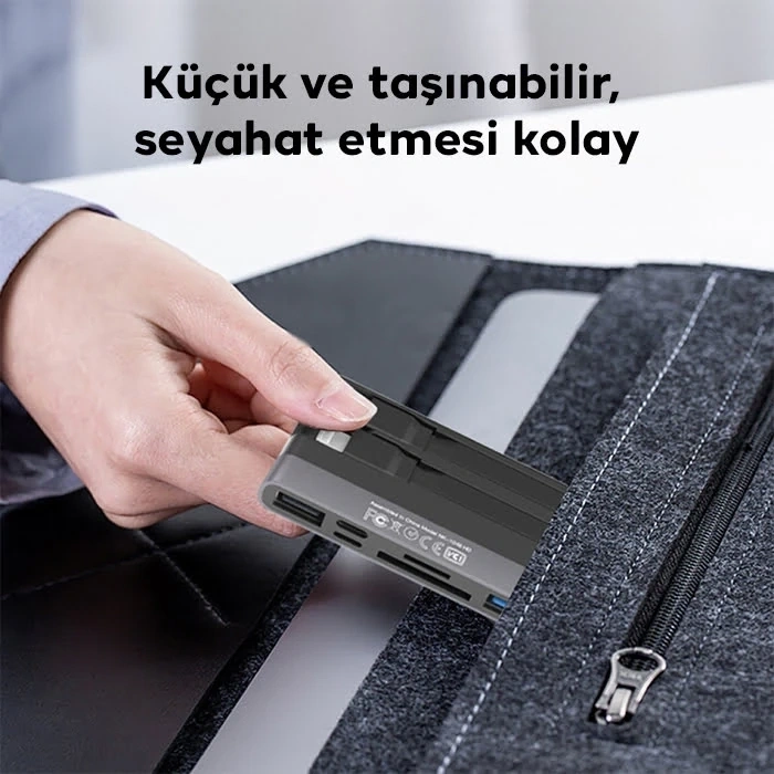 Nevamel ALLY NK-1048HD 6in1 USB + Type-C + Lightning + SD-TF Kart Okuyucu Çevirici Adaptör-(5775)