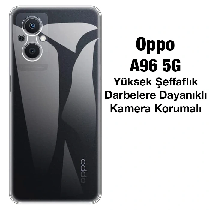 Nevamel Ally OPPO A96 5G Kılıf Kamera Korumalı Ultra İnce Şeffaf Silikon Kılıf-(5775)