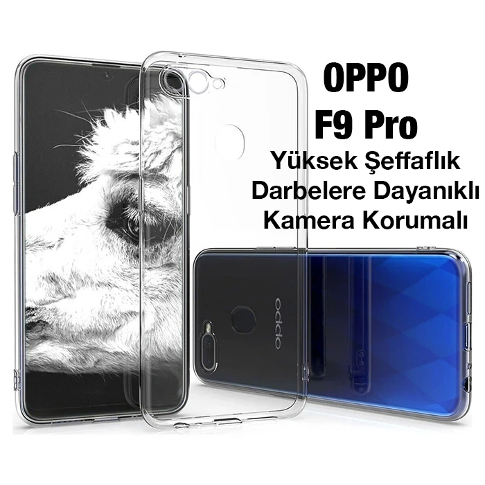 Nevamel Ally OPPO F9 Pro Kılıf Kamera Korumalı Ultra İnce Şeffaf Silikon Kılıf-(5775)