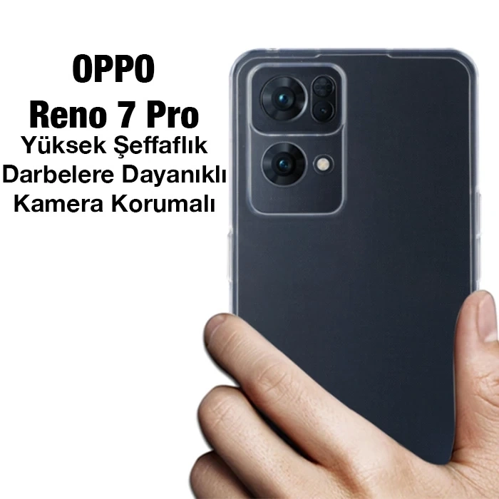 Nevamel Ally OPPO Reno 7 Pro Kılıf Kamera Korumalı Ultra İnce Şeffaf Silikon Kılıf-(5775)