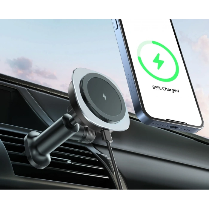 Nevamel ALLY QI-206 Magsafe Uyumlu Araç Içi 15W Kablosuz Hızlı Şarj Telefon Tutucu-(5775)