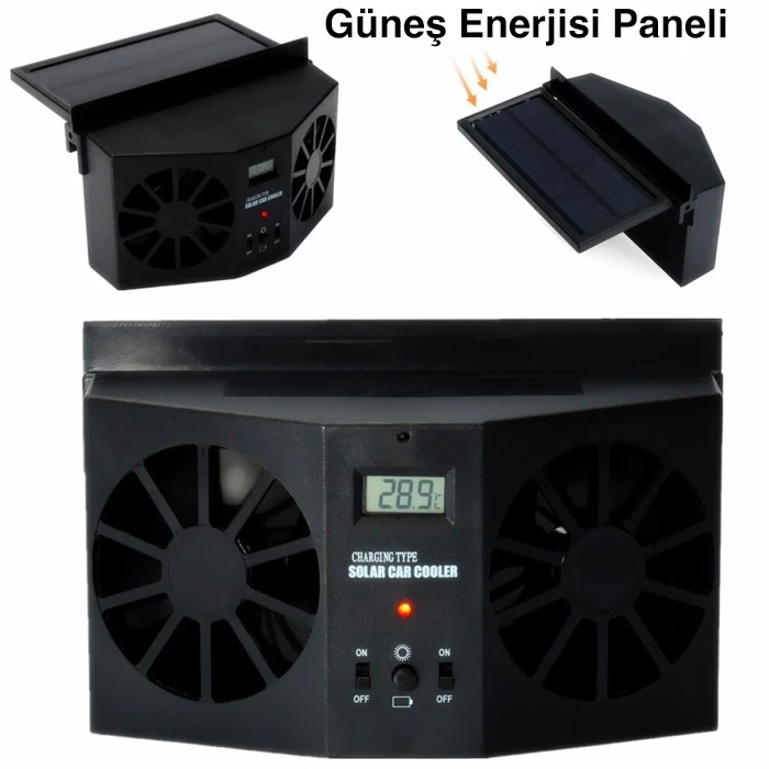 Nevamel Ally R-8032 Güneş Enerjili Çift Fanlı Solar Oto Araç Havalandırma-(5775)