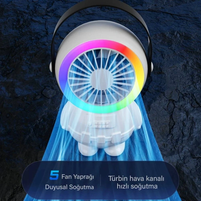Nevamel Ally Şarjlı Astronot Fan Vantilatör Taşınabilir El - Masa Üstü Vantilatör 1500mAh-(5775)