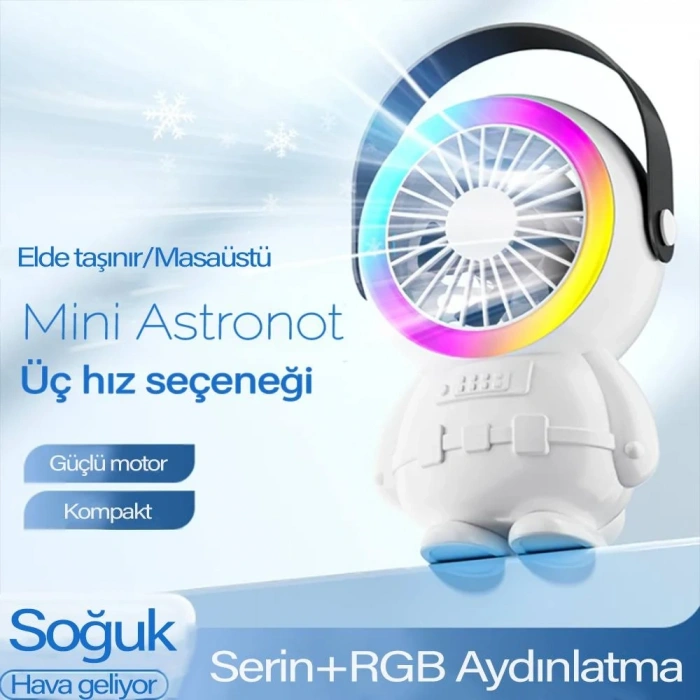 Nevamel Ally Şarjlı Astronot Fan Vantilatör Taşınabilir El - Masa Üstü Vantilatör 1500mAh-(5775)