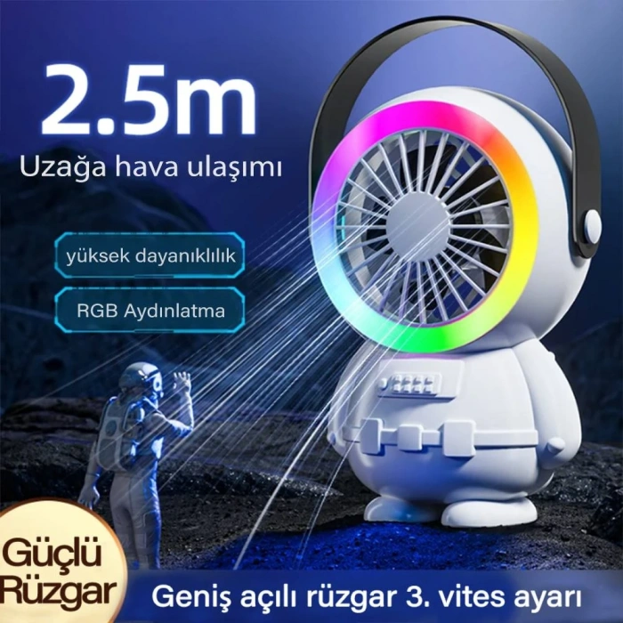 Nevamel Ally Şarjlı Astronot Fan Vantilatör Taşınabilir El - Masa Üstü Vantilatör 1500mAh-(5775)