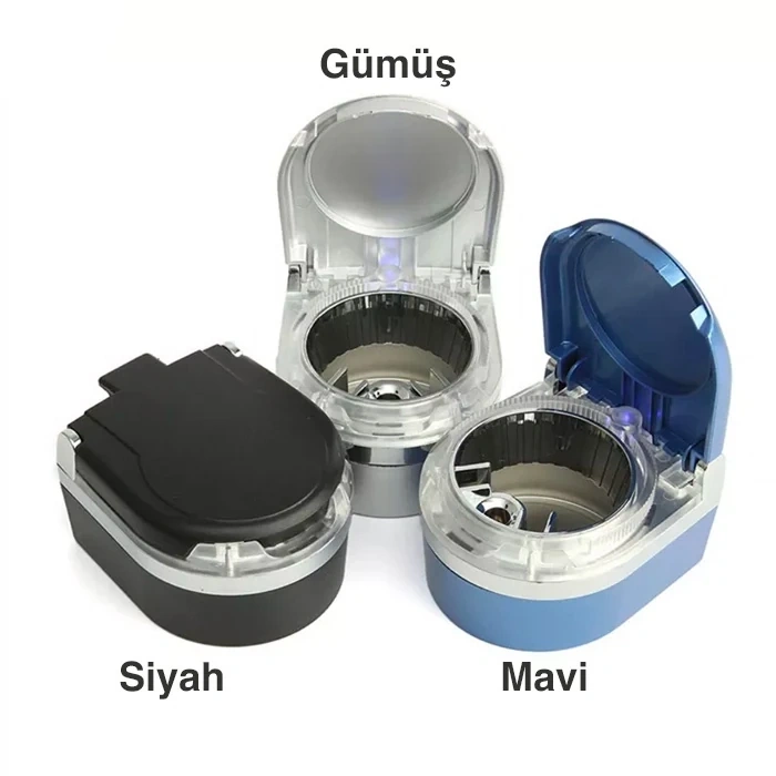 Nevamel Ally SD-1201 Led Işıklı Kapaklı Araç Küllük Oto Araba Kül Tablası-(5775)