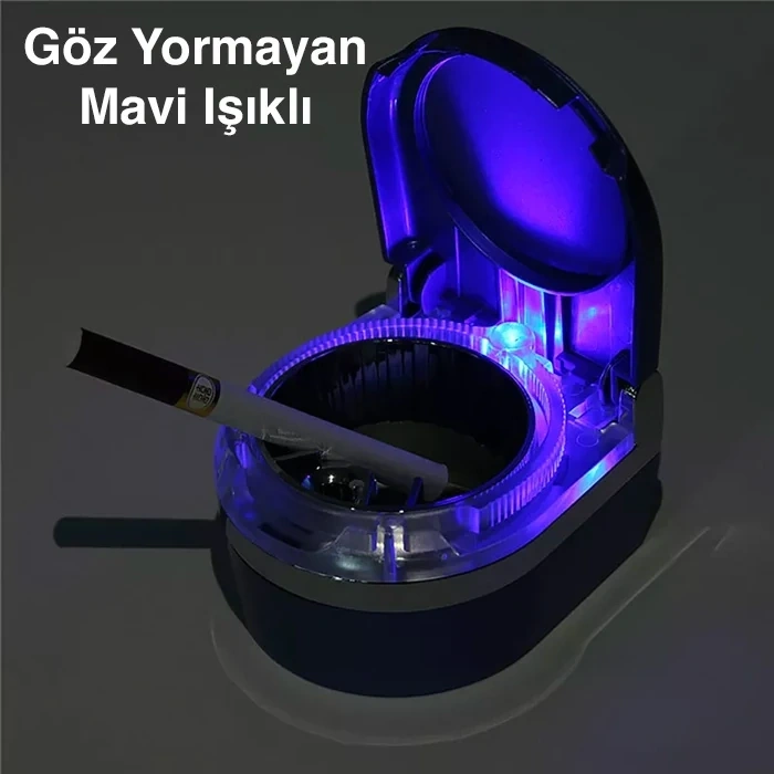 Nevamel Ally SD-1201 Led Işıklı Kapaklı Araç Küllük Oto Araba Kül Tablası-(5775)