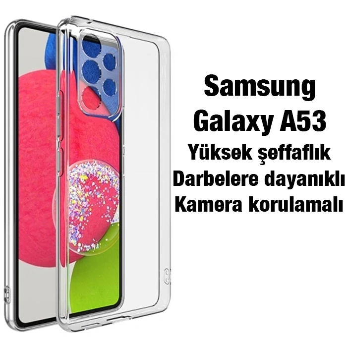 Nevamel Ally SM Galaxy A53 5G Kılıf Kamera Korumalı Ultra İnce Şeffaf Silikon Kılıf-(5775)