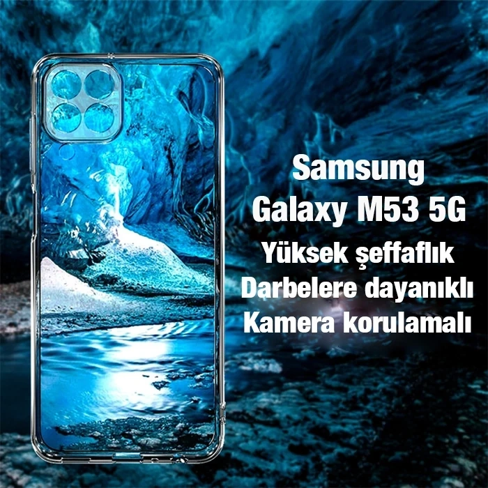 Nevamel Ally SM Galaxy M53 Kılıf Kamera Korumalı Ultra İnce Şeffaf Silikon Kılıf-(5775)