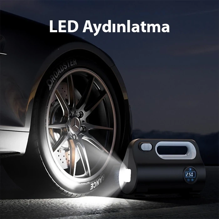 Nevamel Ally ST-5523 LED Işıklı Taşınabilir Hava Pompası Kompresör Araç Lastik Şişirme Makinesi-(5775)