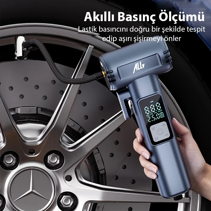 Nevamel Ally ST-5530 Dijital  Şarjlı Araç Lastik Hava Şişirme Pompası Powerbank Pencere kırıcı-(5775)