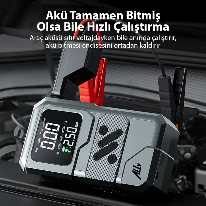 Nevamel® Ally ST-9654 Taşınabilir Göstergeli Araç Lastik Şişirme Ve Starter Akü Takviye Seti-(5775)