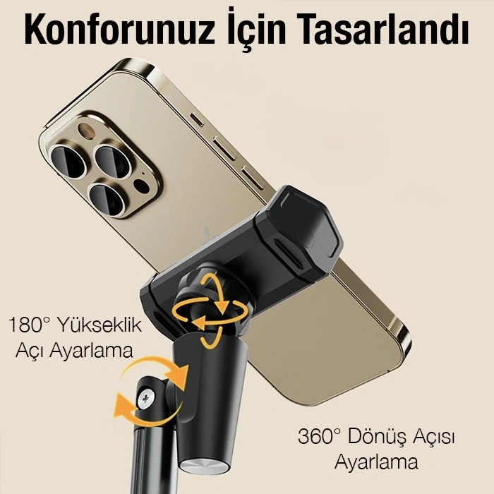 Nevamel ALLY T8 360° Dönebilen Yükseklik Ayarlı Masa Üstü Telefon Tutucu-(5775)