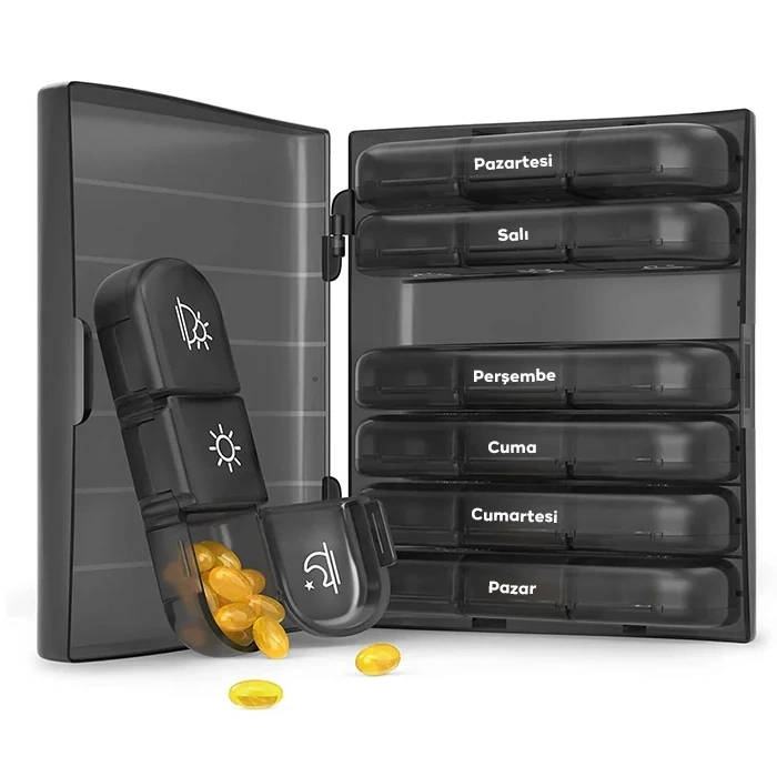 Nevamel Ally Taşınabilir 7 Günlük Haftalık Hap İlaç Vitamin Saklama Kutusu Kabı-(5775)