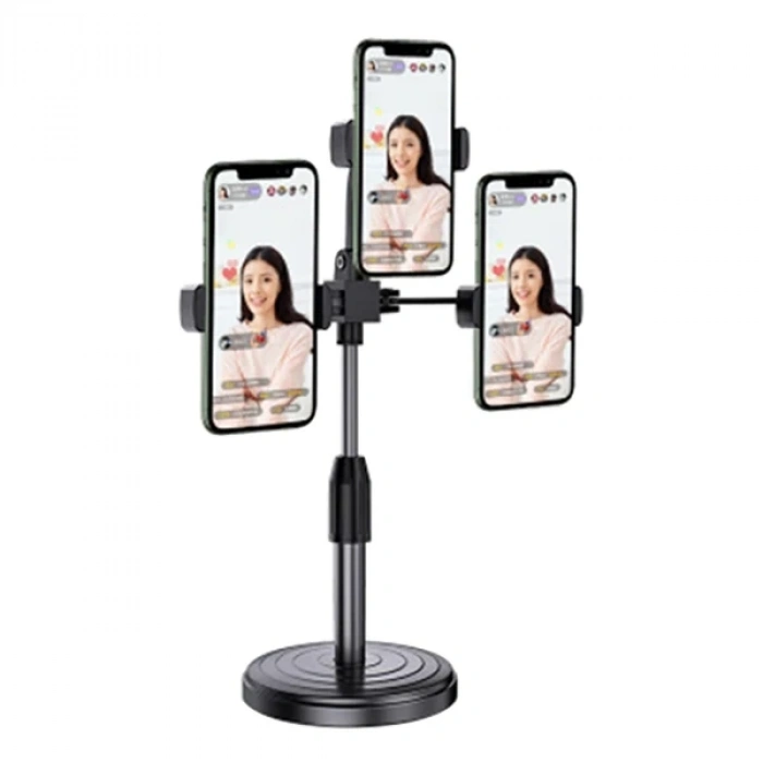 Nevamel Ally Tripod Üçlü Telefon Tutucu Stand Youtuber Canlı Yayın Selfie Tiktok Makeup-(5775)