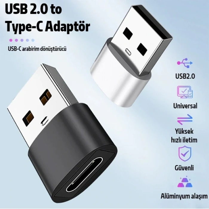 Nevamel ALLY USB to Type-C Dişi Çevirici Dönüştürücü Adaptör-(5775)