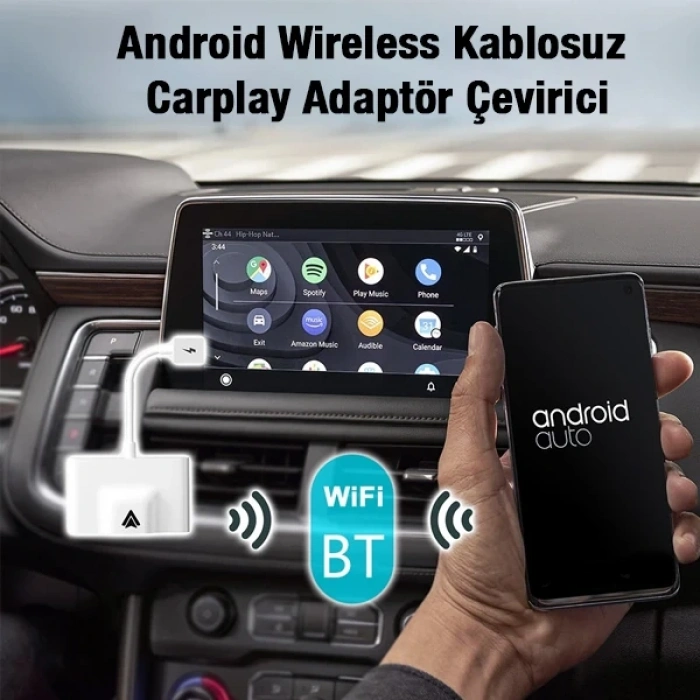 Nevamel Ally Usb+Type-C Android Kablosuz Carplay Adaptör Çevirici - Youtube Netflix Tiktok Video Yansıtıcı-(5775)