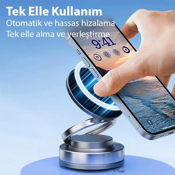 Nevamel ALLY Vakumlu Telefon Tutucu Araç-Navigasyon Manyetik Telefon Tutucu Magsafe-(5775)