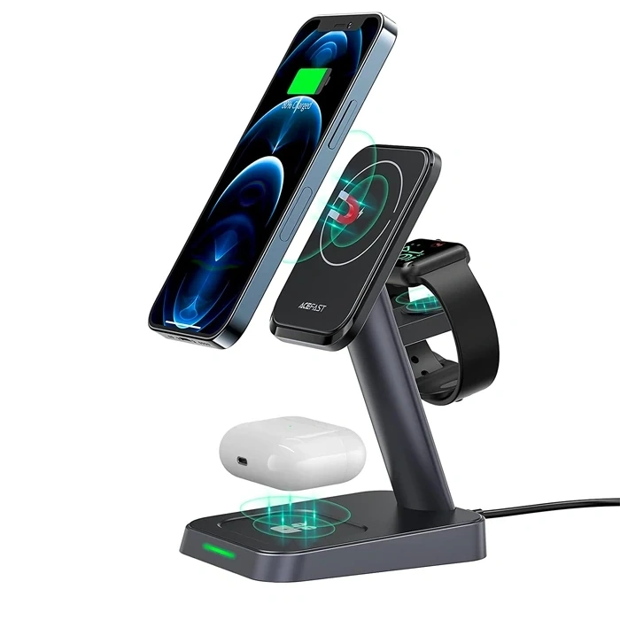 Nevamel ALLY W68 15W 3in1 Manyetik ve Katlanabilir Portatif Masaüstü Kablosuz Şarj Standı-(5775)