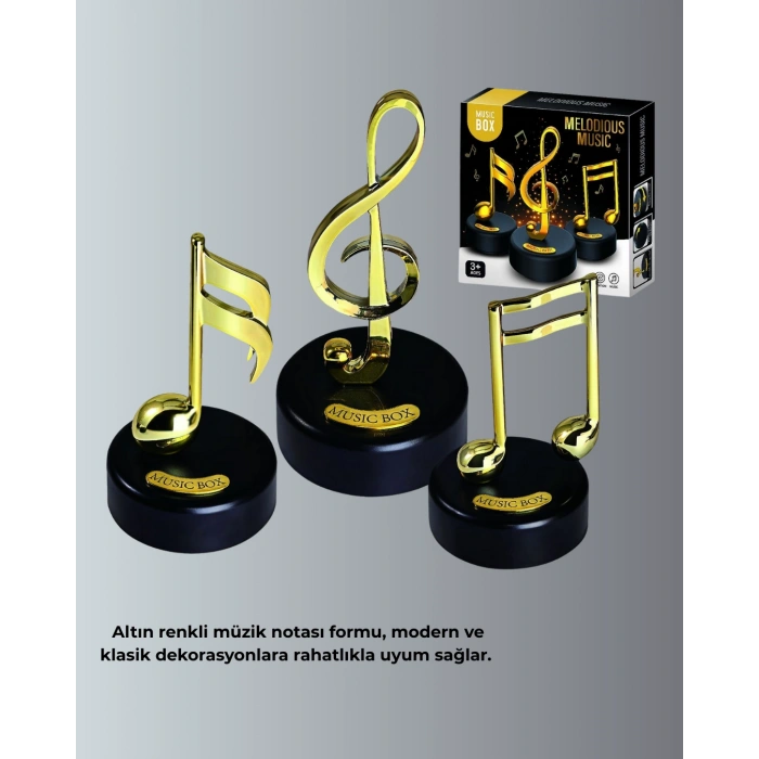 Nevamel® Altın Nota Sol Anahtarı Müzik Box Döner Mekanizmalı Hediyelik