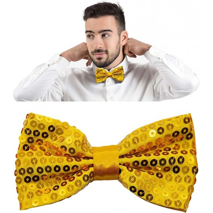 Nevamel Altın Payetli Pullu Papyon