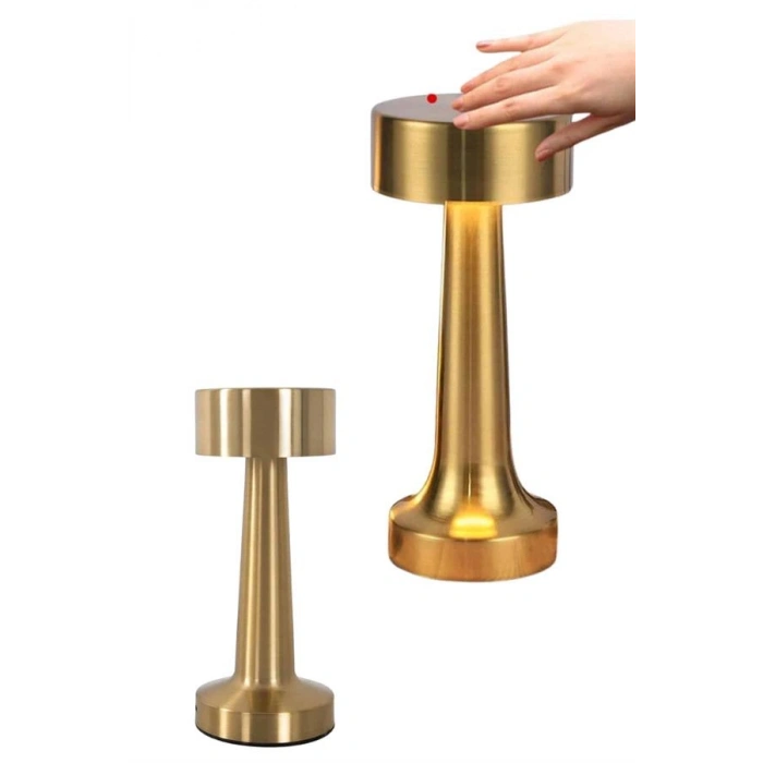 Nevamel Altın Rengi Masa ve Gece Lambası Dokunmatik Şarjlı Masa Lambası