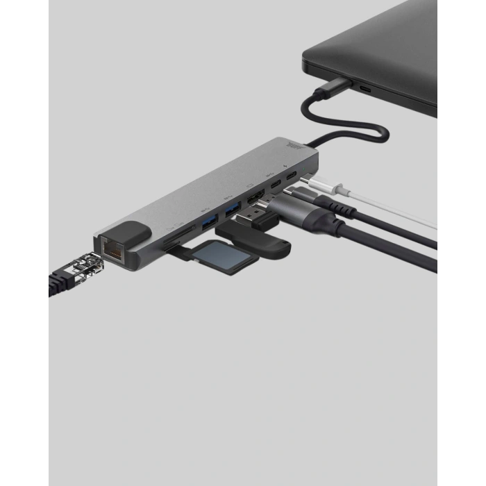 Nevamel Alüminyum Kasalı MacBook USB-C Hub – 4K HDMI USB 3.0 SD/TF Kart Girişi PD Şarj Desteği