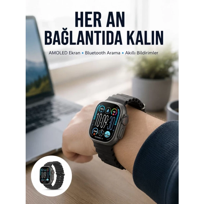 Nevamel® AMOLED Akıllı Saat 49mm Bluetooth Arama Spor ve Sağlık Yeni Nesil