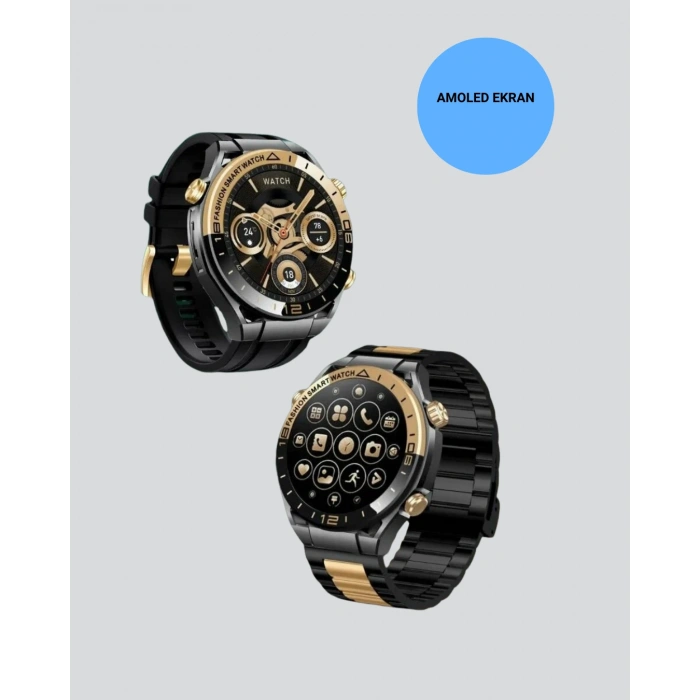 Nevamel® Amoled Ekran Akıllı Saat Bluetooth 5.1 Çağrı Destekli 3 Bileklikli