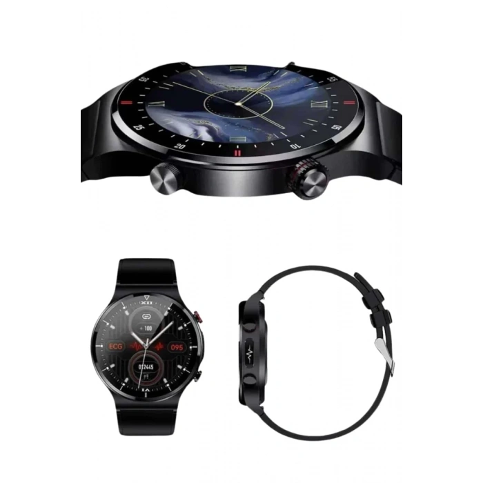 Nevamel® Amoled Ekran Metal Deri Silikon Kordonlu Uyku ve Sağlık Takibi