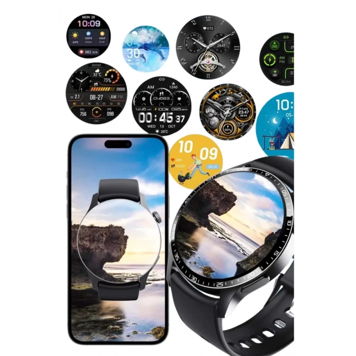 Nevamel® Amoled Ekran Metal Deri Silikon Kordonlu Uyku ve Sağlık Takibi