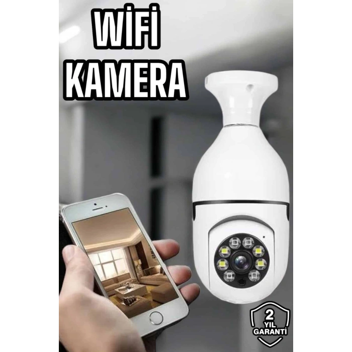Nevamel® Ampul Görünümlü Güvenlik Kamerası Duylu Wifi Kamerası Dönebilen