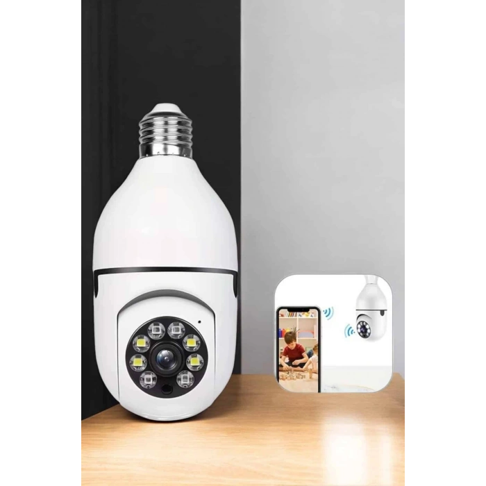 Nevamel® Ampul Görünümlü Güvenlik Kamerası Duylu Wifi Kamerası Dönebilen