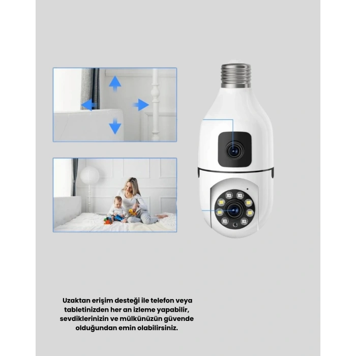 Nevamel Ampul Tipi WiFi Kamera 2MP Lensli Full HD Görüntü ve Akıllı Hareket Algılama